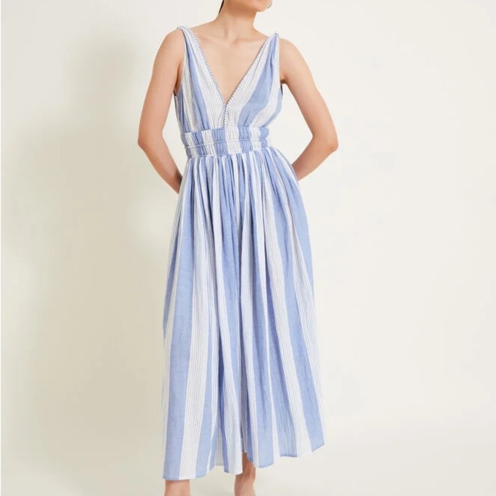 Monsoon Light Blue Striped Maxi Dress